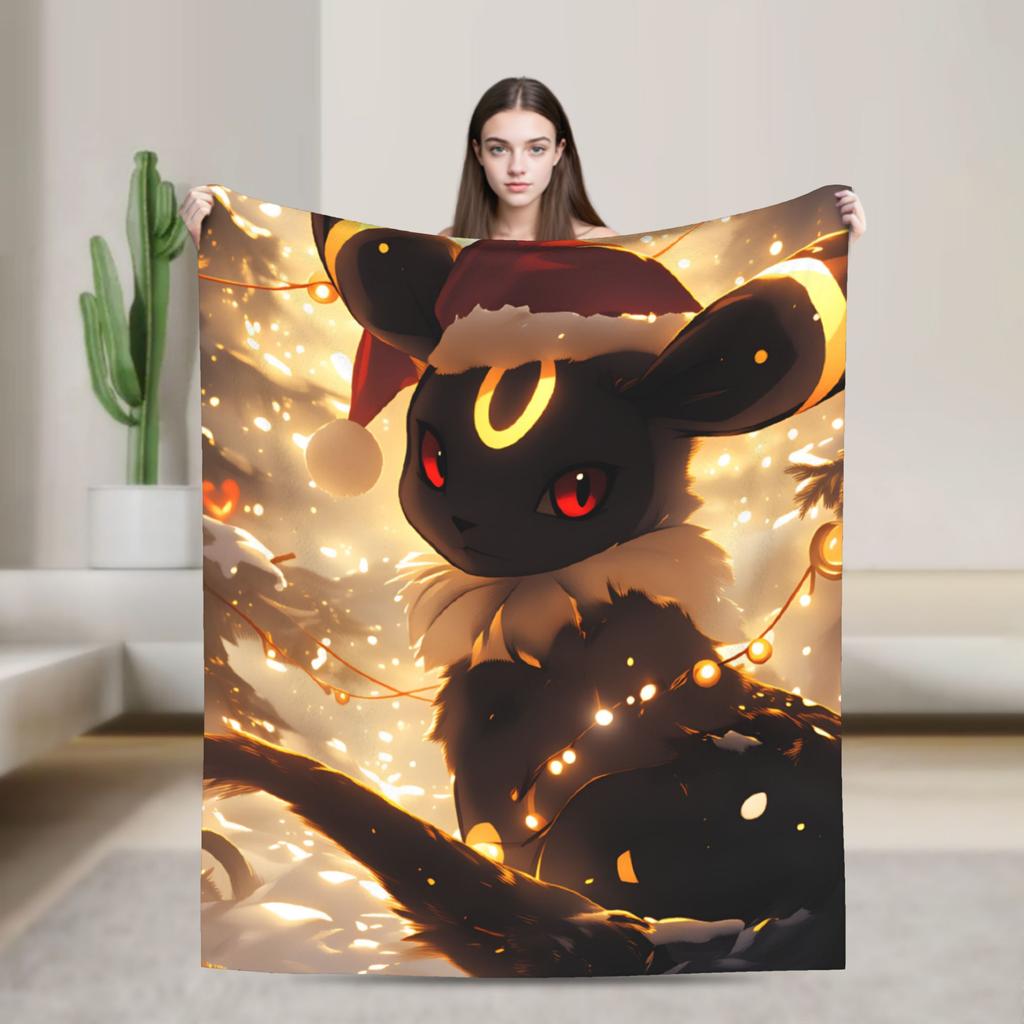 Umbreon Warm Blanket Kids Adult Plush Throw Blanket Novelty Couch Chair Flannel Bedspread Sofa Bed Cover