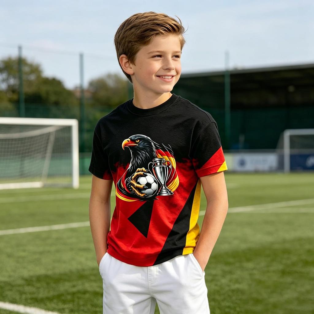 Kids Vintage Style Soccer Jersey Short Sleeve T-Shirt Lightweight Breathable Fabric Comfortable Fit Suitable for Casual Wear and Sports