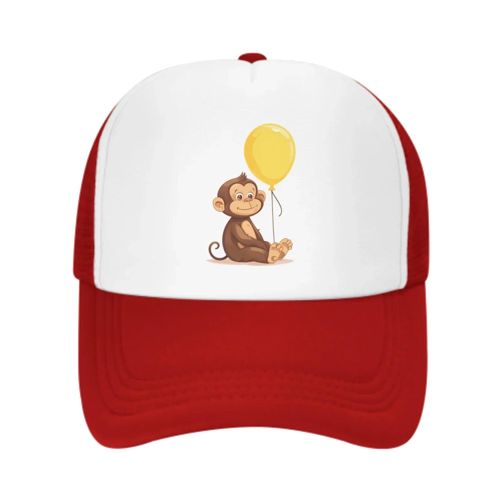

Cute Monkey Mesh Trucker Hats for Unisex Women Adjustable Casual Fashion Baseball Caps for Outdoor Activities One Size