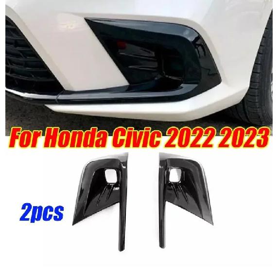 2x Glänzend Schwarz Nebelscheinwerfer Stoßfänger Lichtabdeckung Zierleiste Für Honda Civic -2024