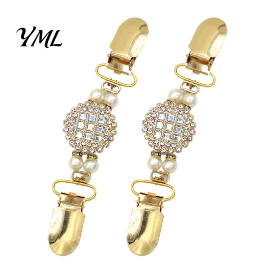 Fashionable Collar Pin 2Pcs Vintage Sweater Clips for Women Girls, Retro Faux Pearl And Rhinestones Cardigan Clips, Elegant Clothing Fasteners Dresses