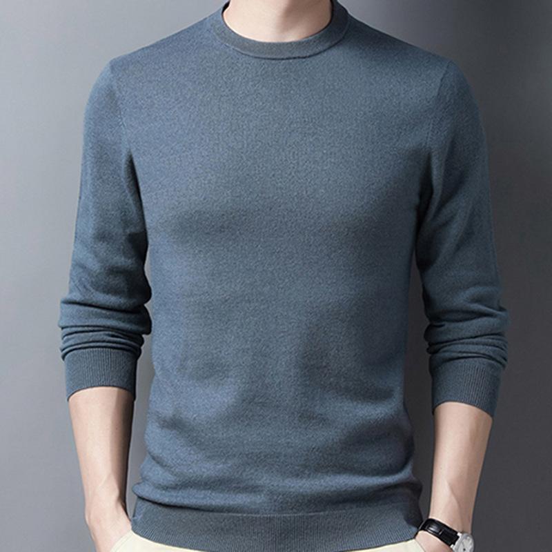 Spring and Autumn Men's Pure Wool Sweaters, Round Neck Bottoming Shirts, Business Casual Sweaters for Men