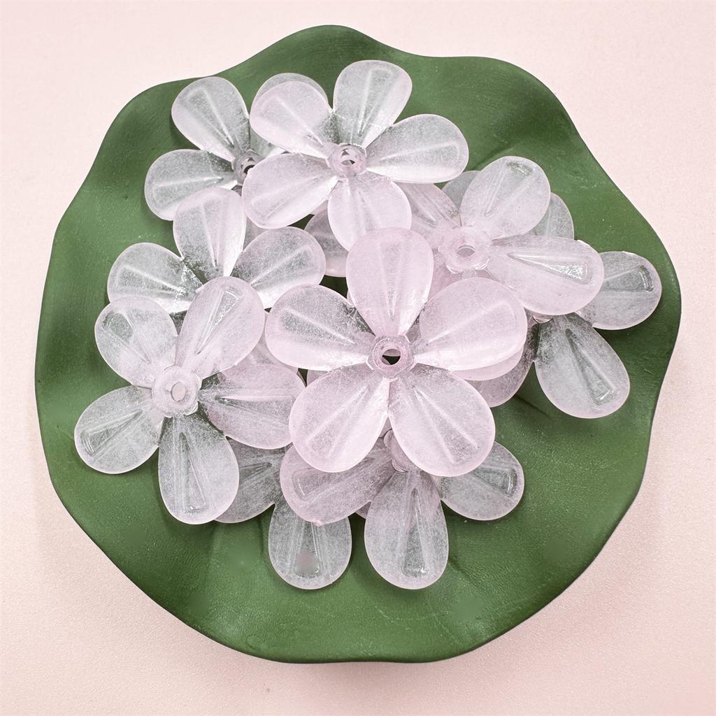 50Pcs Receptacle Frosted Semi Transparent 28.5mm DIY Making Handmade Material 5 Petals Flower DIY Earring Hair Jewelry Accessories