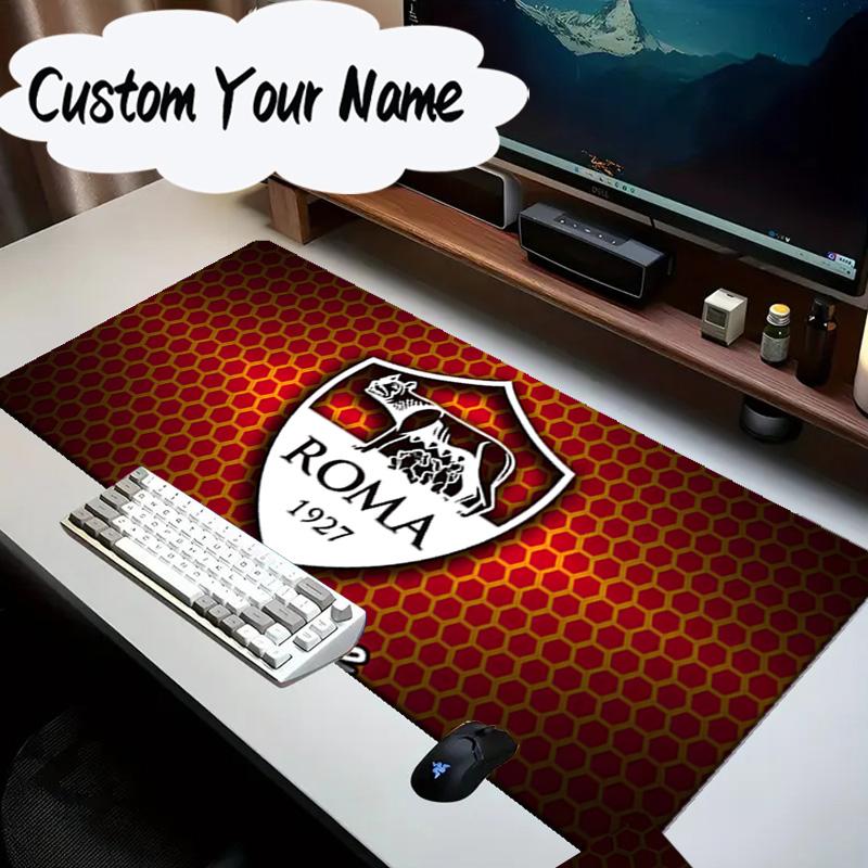 Custom Name Mouse pad Roma Football Club Emblem Mouse Pad Desk Mat, Non-Slip Rubber Backer Pad For Computer Notebook Gaming Mouse Pad Birthday Gift