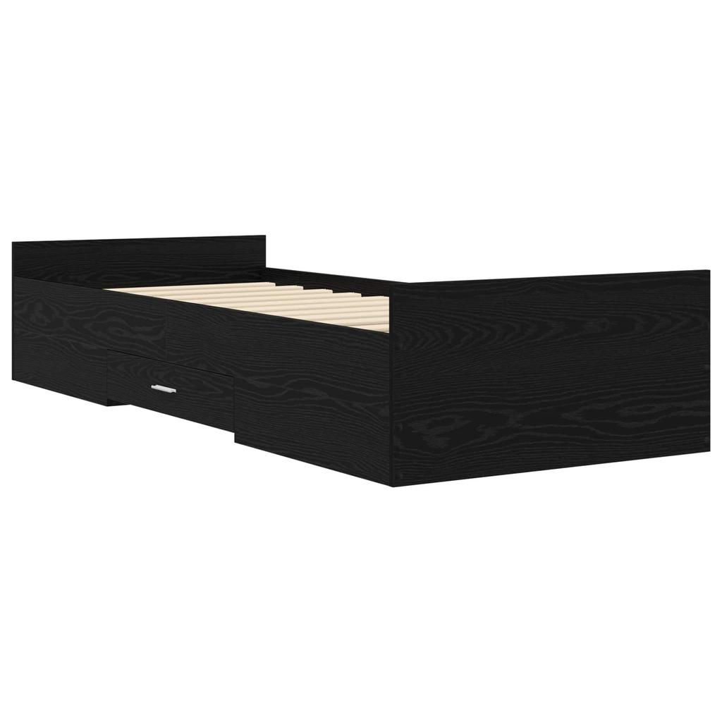 Bed Frame with Storage Black Oak 80 X 200 Cm
