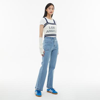 LAP Inner Band Front Pocket Bootcut Denim Pants Aq7Dp162