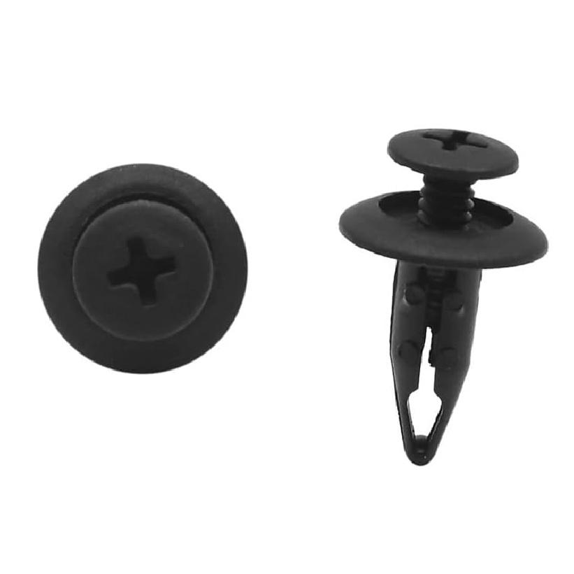 100pcs Universal 6.3mm Hole Plastic Black Rivets Fastener Fender Bumper Push Pin Clips for Car Vehicle