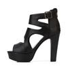 Fashion Summer Sexy Gladiator Women Sandals Designer Peep Toe Hollow Out High Heels Platform Party Ladies Shoes Zipper Sandales Femmes
