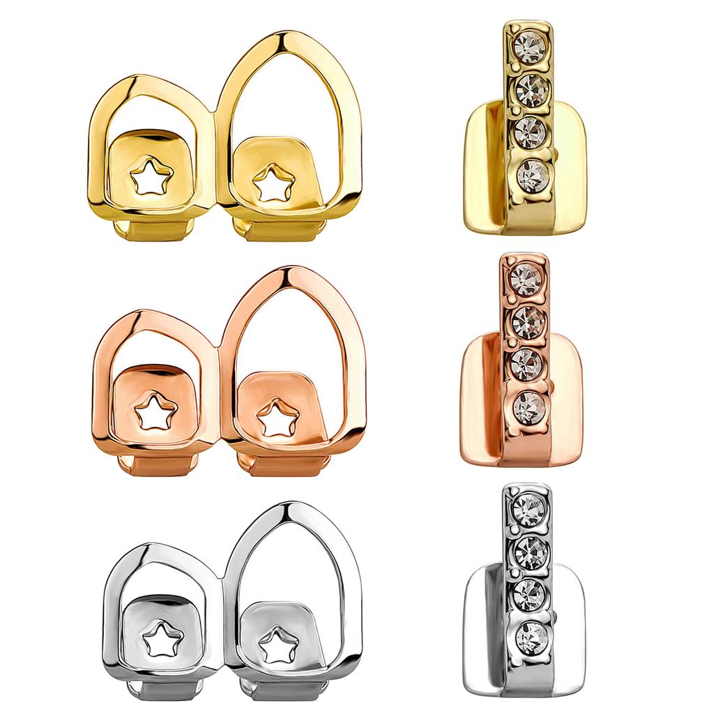 Modische Zahnkappen, hohle Einzel-/Doppel-Vertikal-Zahnkappen, Zahngrills, Schmuck, einzigartiges Zahnaccessoire für Frauen