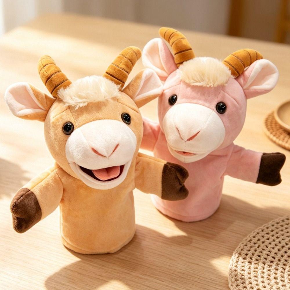 Cartoon Stuffed Hand Doll Cute Stuffed Plush Animal Toy Goat Sheep Plush Puppets Interactive Props