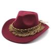 Retro Ethnic Style Tassel Felt Hat, Unisex Jazz Flat Brim Hat, British Wool Top Hat, Felt Hat