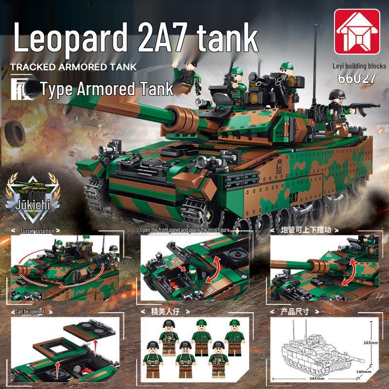 

Le Yi Leopard 2A7 & M1A2 Военный игрушечный танк Модель из строительных блоков.