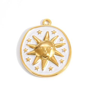 304 Stainless Steel Pendants Plated Blue Drop Flower Printed Charms For Diy Necklace Jewelry Making