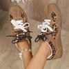 Leopard Print Casual Sneakers for Women Fashion Non Slip Lace Up Vulcanized Shoes Woman Lightweight Comfortable Flats Plus Size