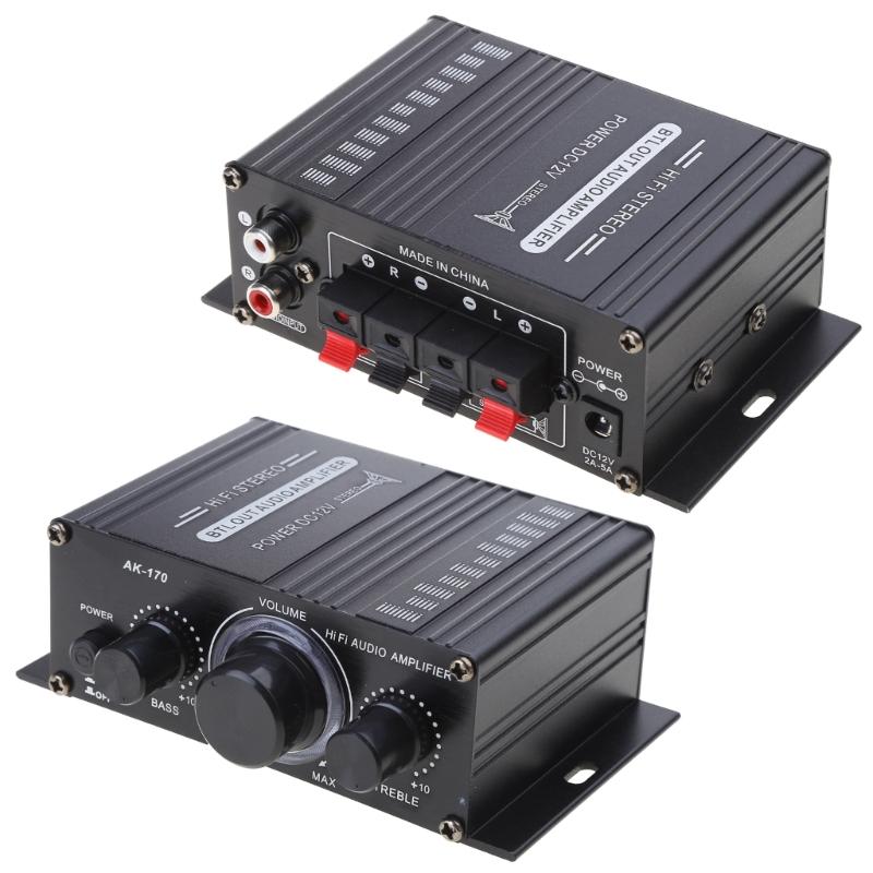 HiFi-Leistungsverstärker für AK 170 mit blauer LED-Beleuchtung, geeignet für Auto, Zuhause, Club, Party, Musik, DIY, kabelloser Stereo-Musik-Autolautsprecher