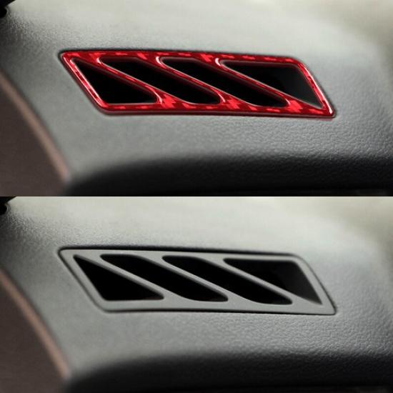 2x Red Carbon Fiber Car Front Dashboard AC Outlet Cover For Chevrolet Camaro 10