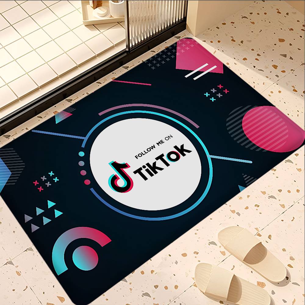 T-TikToks Logo Entrance Door Mat Nordic Style Bedroom Living Room Doormat Home Balcony Anti-Slip Modern Home Decor
