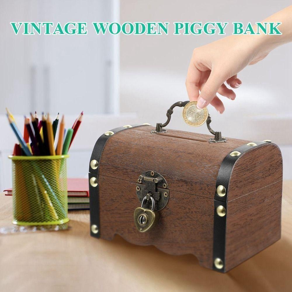 Retro Vintage Creative Home Decor With Lock Money Saving Box Coin Boxes Treasure Box Storage Box