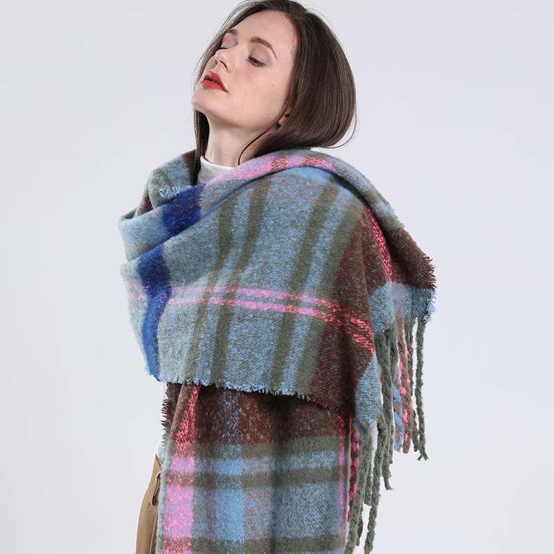 NEW Luxury Cashmere Women Plaid Scarf Winter Warm Shawl and Wrap Bandana Pashmina Long Tassel Female Foulard Thick Blanket