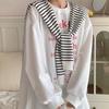 Solid Color Stripe Knitted Shawl Blouse Shoulders Fake Collar Wool Scarves Knit Scarf  Female