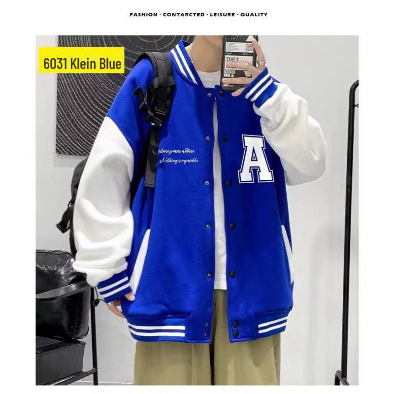 Men's Color-Block Print Baseball Jacket for Students