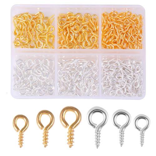 TerraShine 400-Piece Screw Eyelets, Accessory Hardware, Screw Hole Pins, Ram Eye Nuts, for Handmade Crafts, DIY, and Jewelry Making, Includes Small Ca