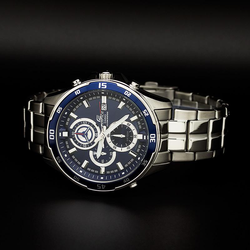 

CASIO EDIFICE 100 meters waterproof Quartz Steel Strap men s watch blue dial EFR-547D-2A синий