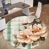 1PC Floral Pattern Flower Office Round Area Rug, Under Office Chairs Bedroom Living Room Home Decor, Carpet for Office -1110093