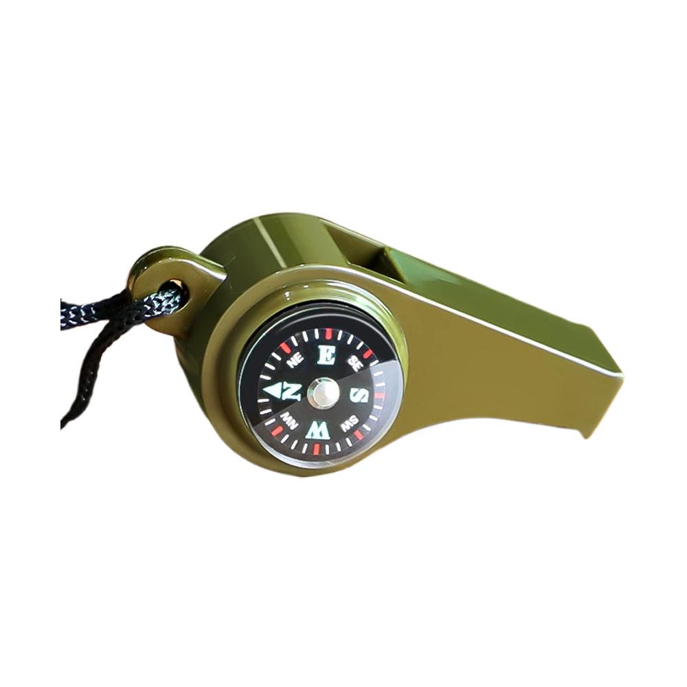 

Jungle Survival Whistle Hiking Whistle Compass Mirror Flashlight Magnifier LED Light Thermometer Storage Compass Tool