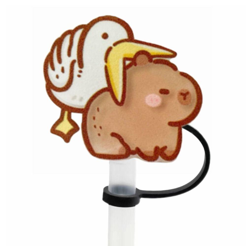 Capybara Straw Tip Covers Cute Spill Proof Stopper Set Creative Capybara Straw Covers Cap
