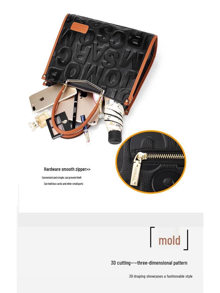 Qian Dian 2025 Snygg Mångsidig Handväska för Kvinnor - Stor Kapacitet Äkta Läder Damväska