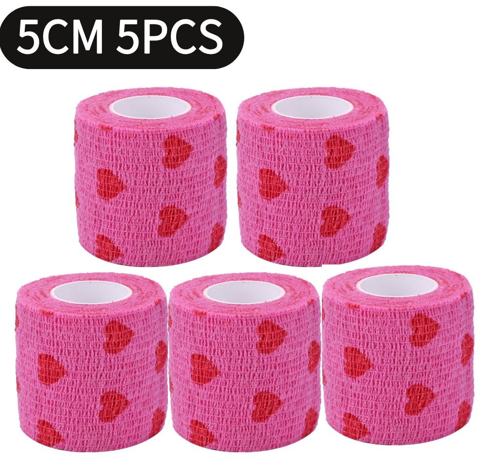 Rose Red Heart Rolls Bandages Elastic Nonwovens Bandage Non-woven Practical Beautiful Eco-friendly Elastoplast for Pets Animal