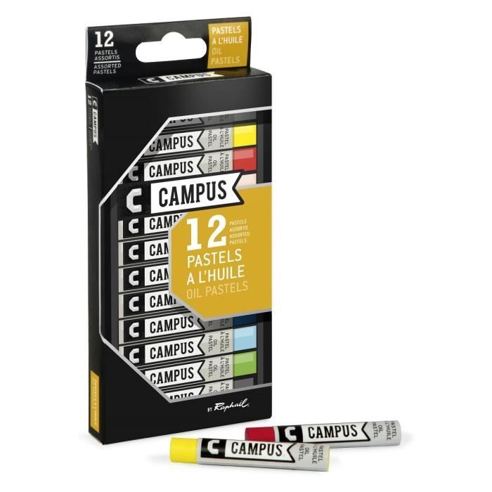 Oil Pastels - CAMPUS - Set of 12 Colors - Diameter 9 Mm - Length 67 Mm - Mixed