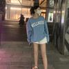 Frauen Langarm O Hals lose Pullover weibliche Tops einfarbig Sweatshirts