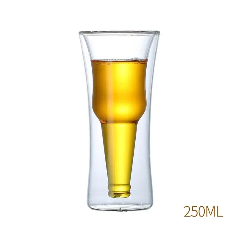 Transparent Double Wall Down Upside Beer Mug Insulated - Glassware, Handmade Winebowl, Creative Ideal for Freezer and Craft Beer 401-500ml