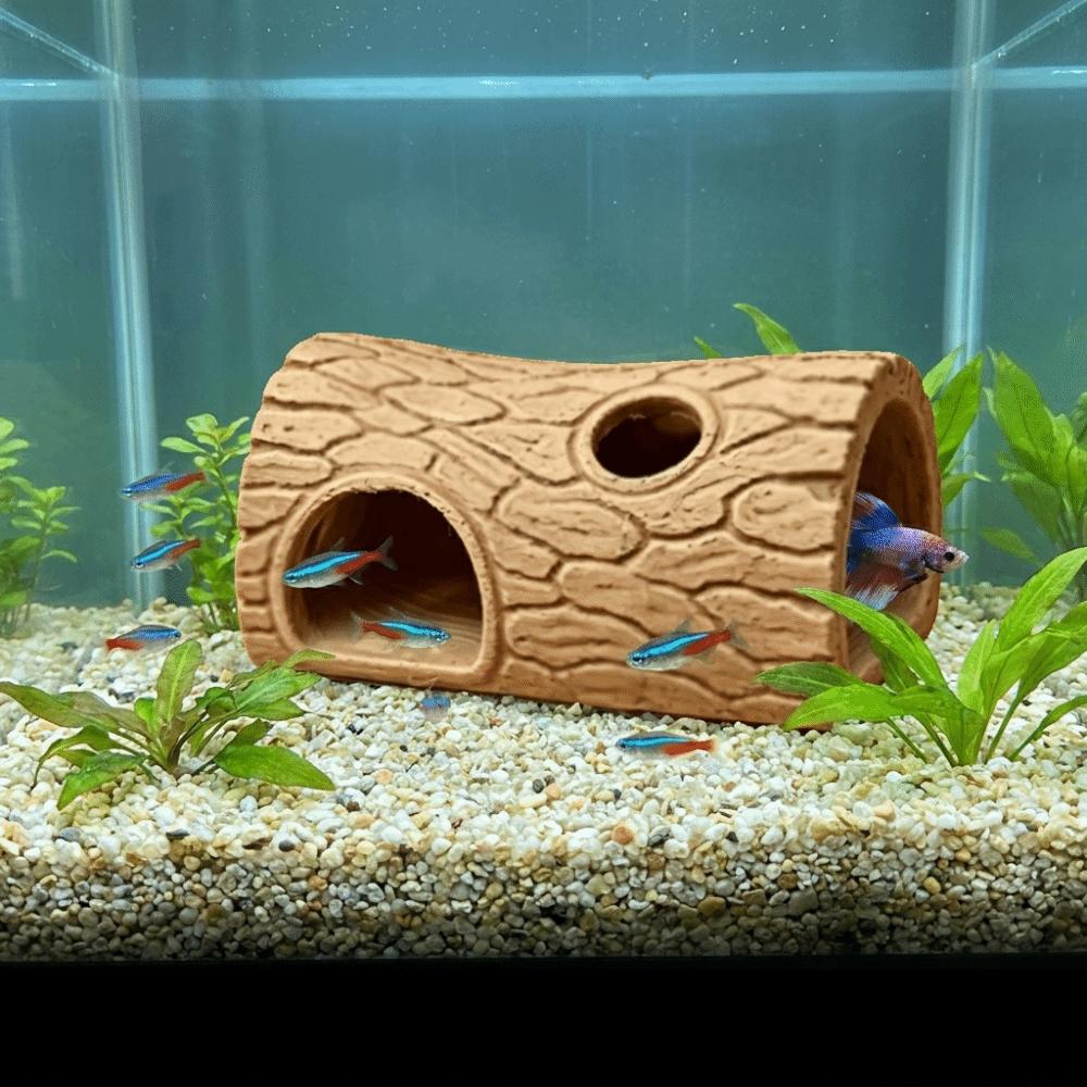 Tree Hole Shape Fish Hollow Shelter Plastic Reptile Shelter Reptile Hideout Cave Reptile Habitat