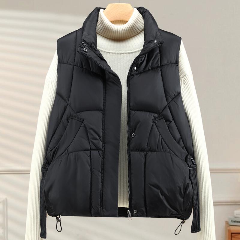 

Модный зимний короткий жилет Женские пальто Толстая теплая парка без рукавов Женские куртки M чёрный