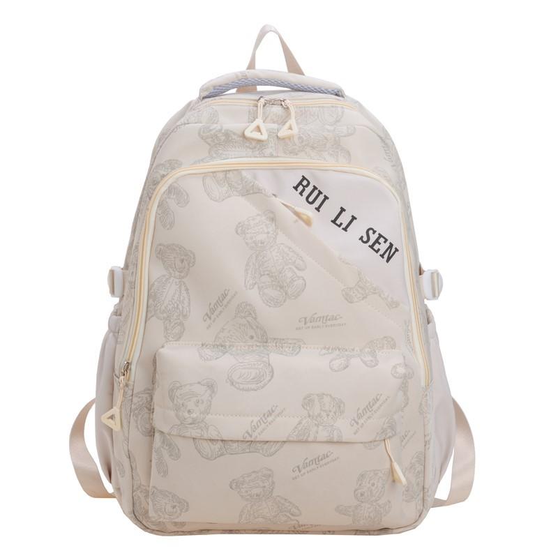 Schoolbag Japanese ins schoolbag female junior high school student bear printed backpack, casual versatile small fresh large-capacity backpack