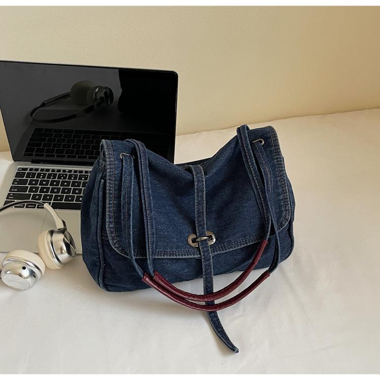 

Джинсовая сумка женская 2025 лето новая мода высокая ценность литературный и художественный стиль сумка через плечо сумка-мессенджер портативная сумка-мессенджер темно-синий