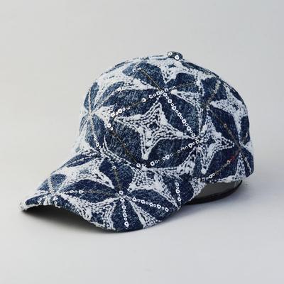 Stern Glitzer Vintage Damen Entenschnabelkappen Vielseitige Outdoor Sonnenschutzhut Trendige Frühling Herbst Denim Baseballkappe
