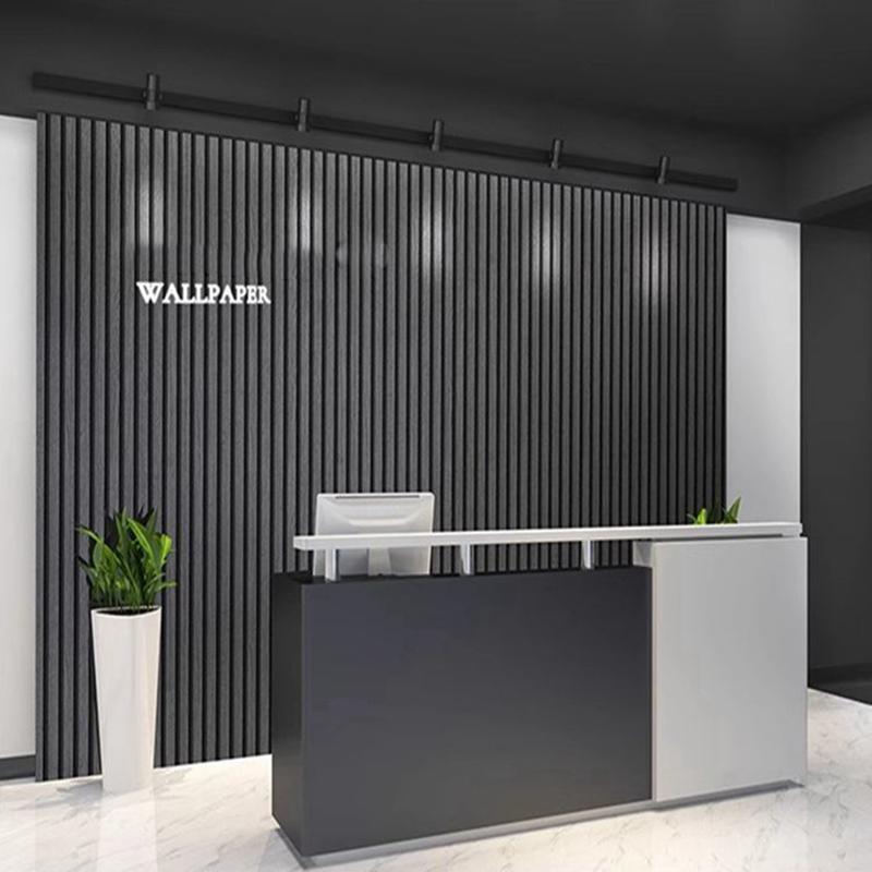 New Black and Gray Grille Imitation Wood Grain Self-adhesive Waterproof Wallpaper New Chinese Style Background Wall Wallpaper