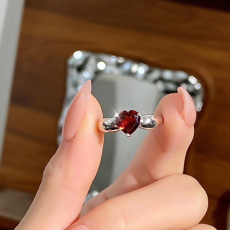 Natural Peridot Ring S925 Sterling Silver Inlaid Heart Crystal Stone 7mm Daily Women's Jewelry Gifts