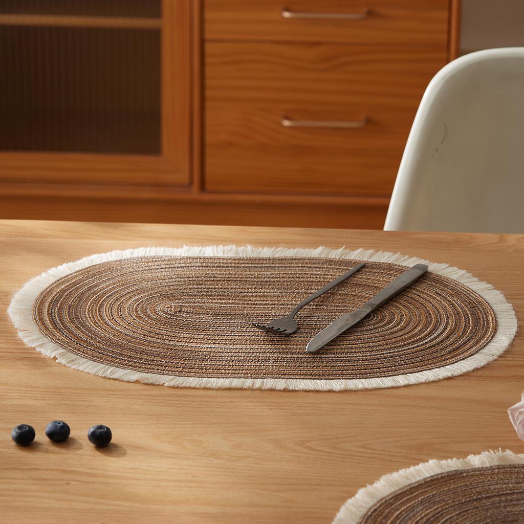 Set of 4 Oval Placemats Heat-resistant Table Mats Washable Non-slip Dining Table Mats Decoração Para Cozinha Utensílios Coasters