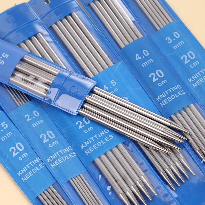Complete Stainless Steel Knitting Needle Set: Circular, Straight Needles & Yarn Markers for Scarf & Sweater Crafting