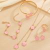 Exquisite Five Leaf Flower Necklace Earrings Bracelet Ring Set for Women Simple Elegant Plum Blossom Jewelry Party Luxury Gifts