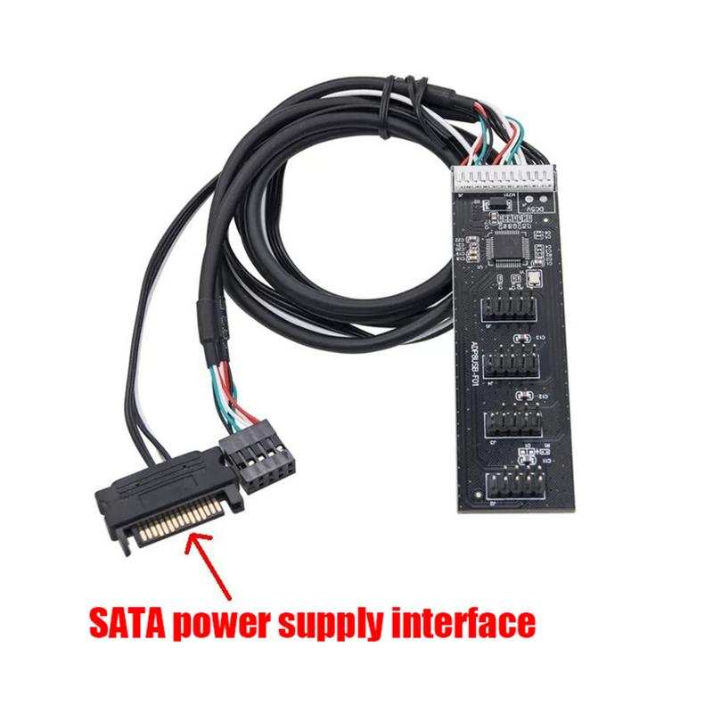 USB Adapter USB Splitter 9Pin To 4x 9Pin Splitter To 8 Port USB2.0 HUB Riser Card With 60cm Extension Cable For Desktop Computer