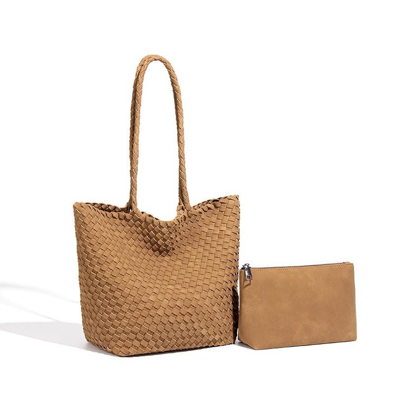 

Hand-knitted Matte Suede Large-capacity Woven Bag Casual Retro Fashionable Mother-child Tote Bucket