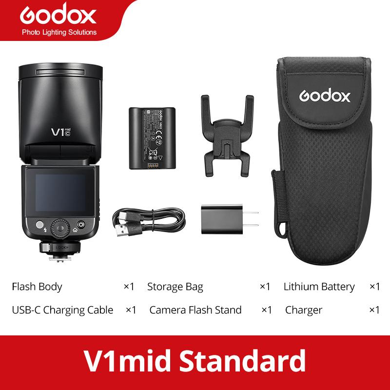 Godox V1PRO/V1 Mid/V100 2,4G Kabelloser TLL HSS Li-Ionen Rundkopf Speedlite Kamerablitz High-Speed-Synchronisation für Canon Nikon Sony Fuji