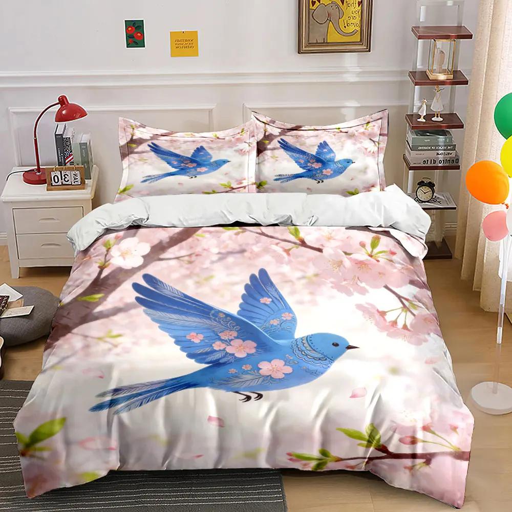 Spring Bird Decoration Set Soft Comfortable Duvet Cover Bedding Set Included 1*Duvet Cover & 2*Pillowcases gift