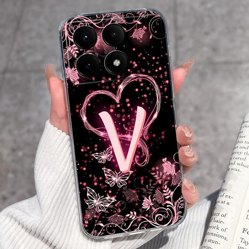 Casing For Redmi K70 K80 K60 K50 K40 K30 K20 Pro K70e K60e K90 Pro Max Phone Case Premium Letters Pattern Transparent TPU Back Cover For Redmi Housing